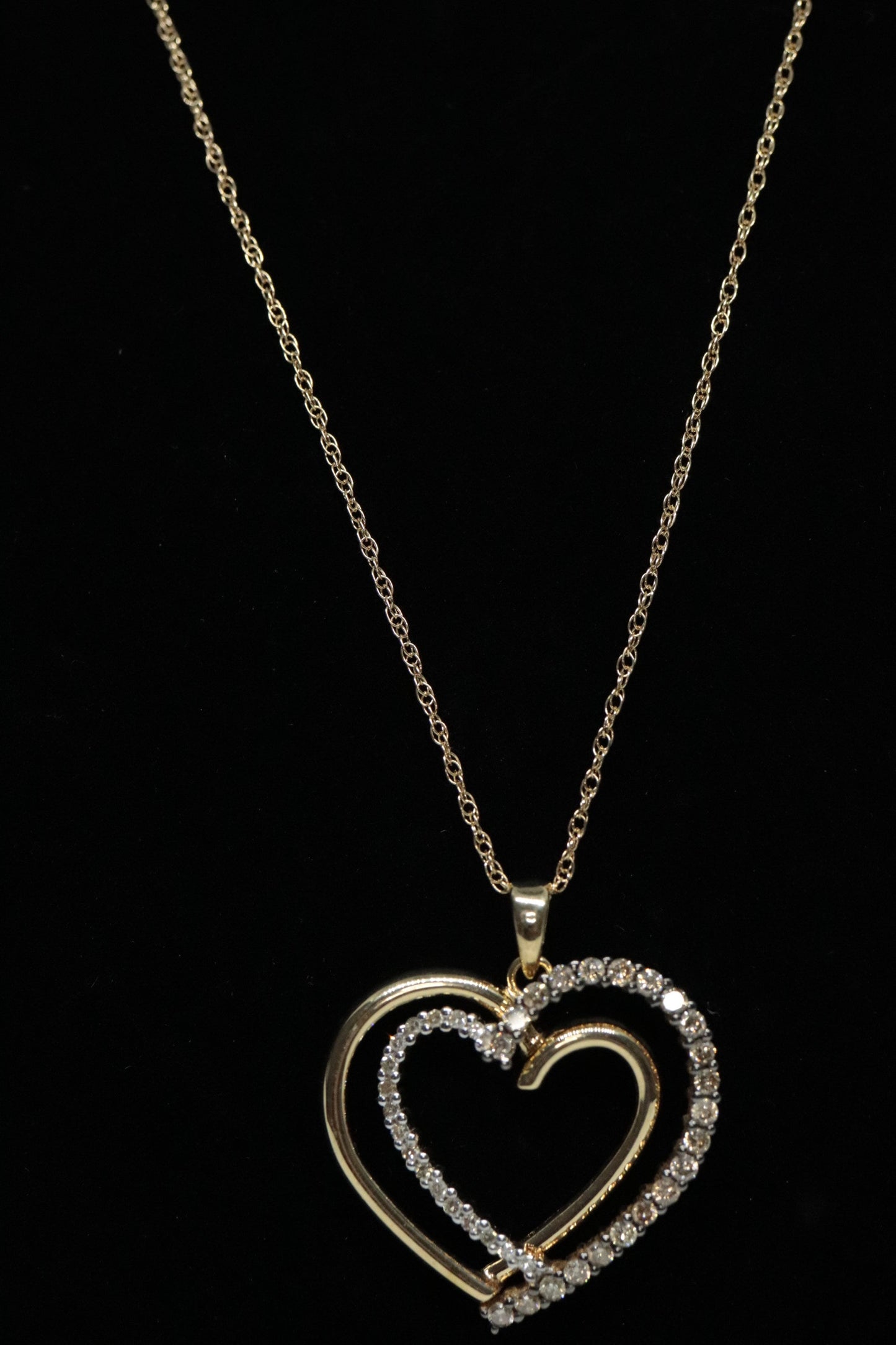 Heart Diamond pendant. 14k Open double heart 0.80ctw Pave Pendant Necklace. st(103/50)