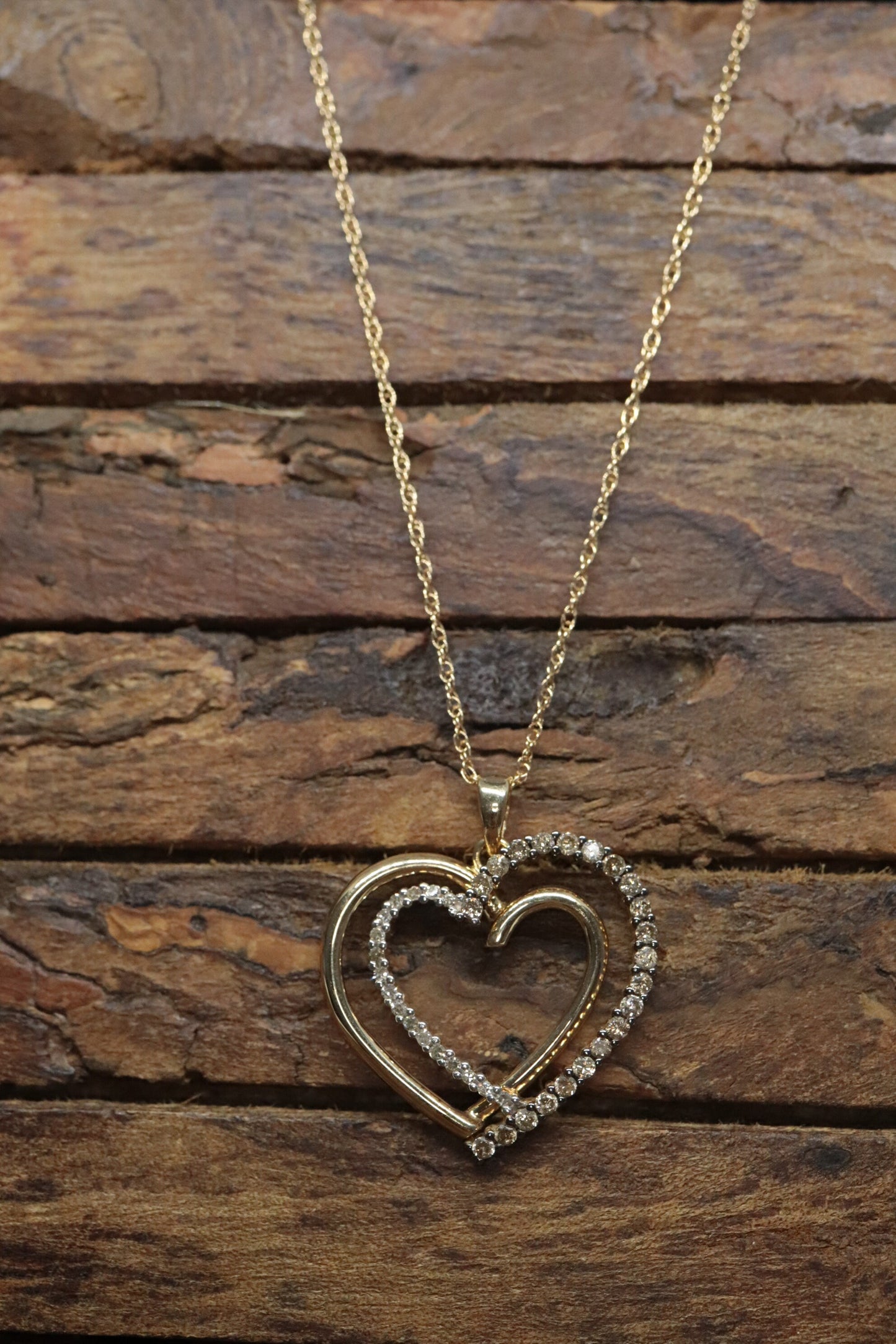 Heart Diamond pendant. 14k Open double heart 0.80ctw Pave Pendant Necklace. st(103/50)