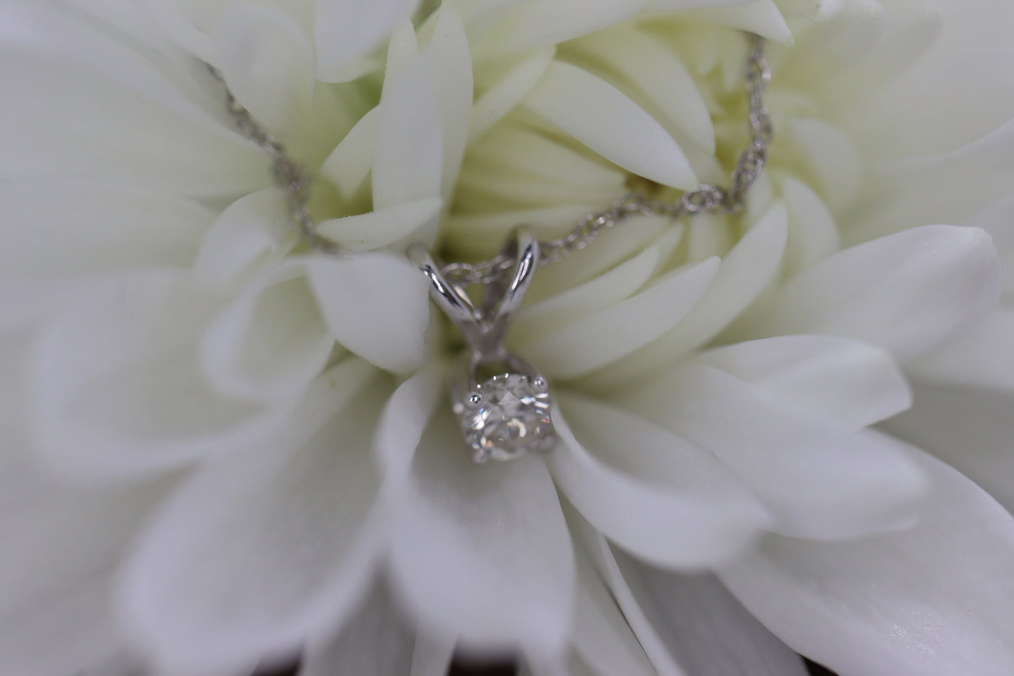 14k Diamond Solitaire Pendant. 14k White gold wheat necklace. st(126/50)