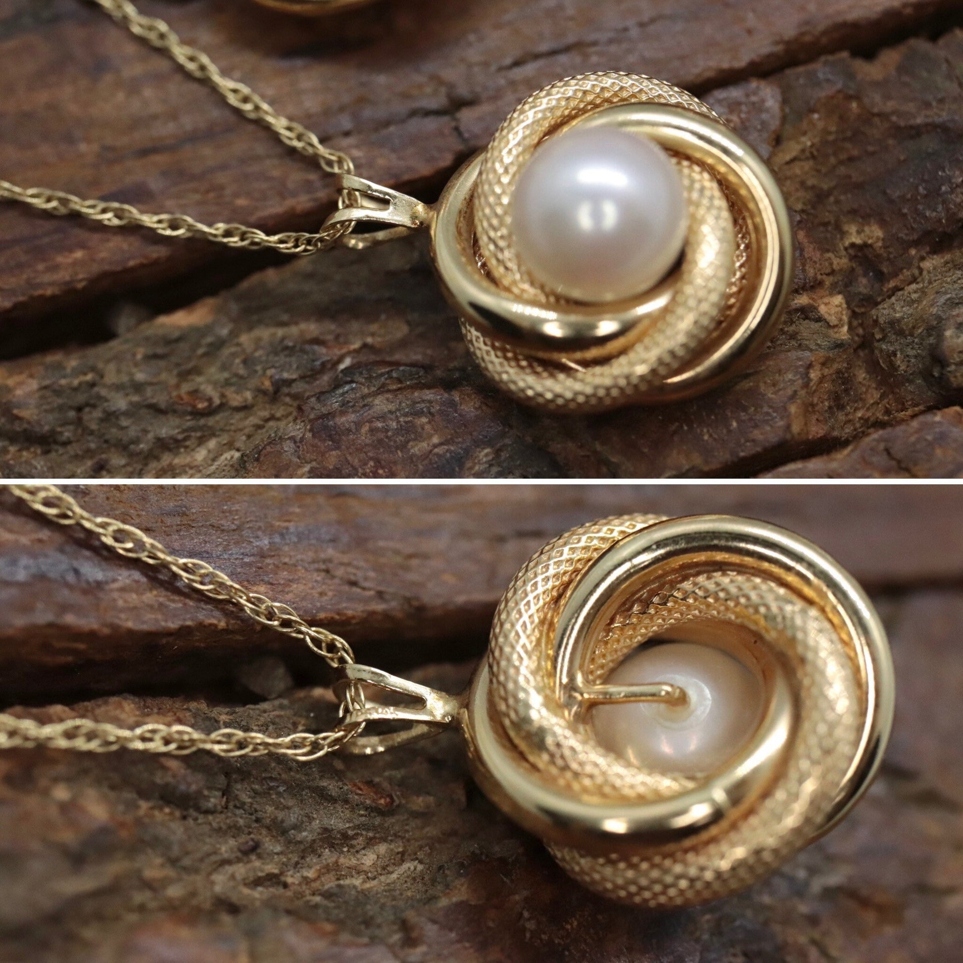 14k  Pearl Stud earrings with Rope coils. st(212/75)