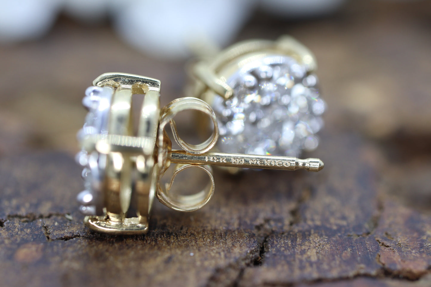 Diamond Flower Cluster Earrings. Diamond Daisy 14k stud earrings. Diamond Stud 14k Yellow Gold Earrings. 0.42 ctw. st115/11