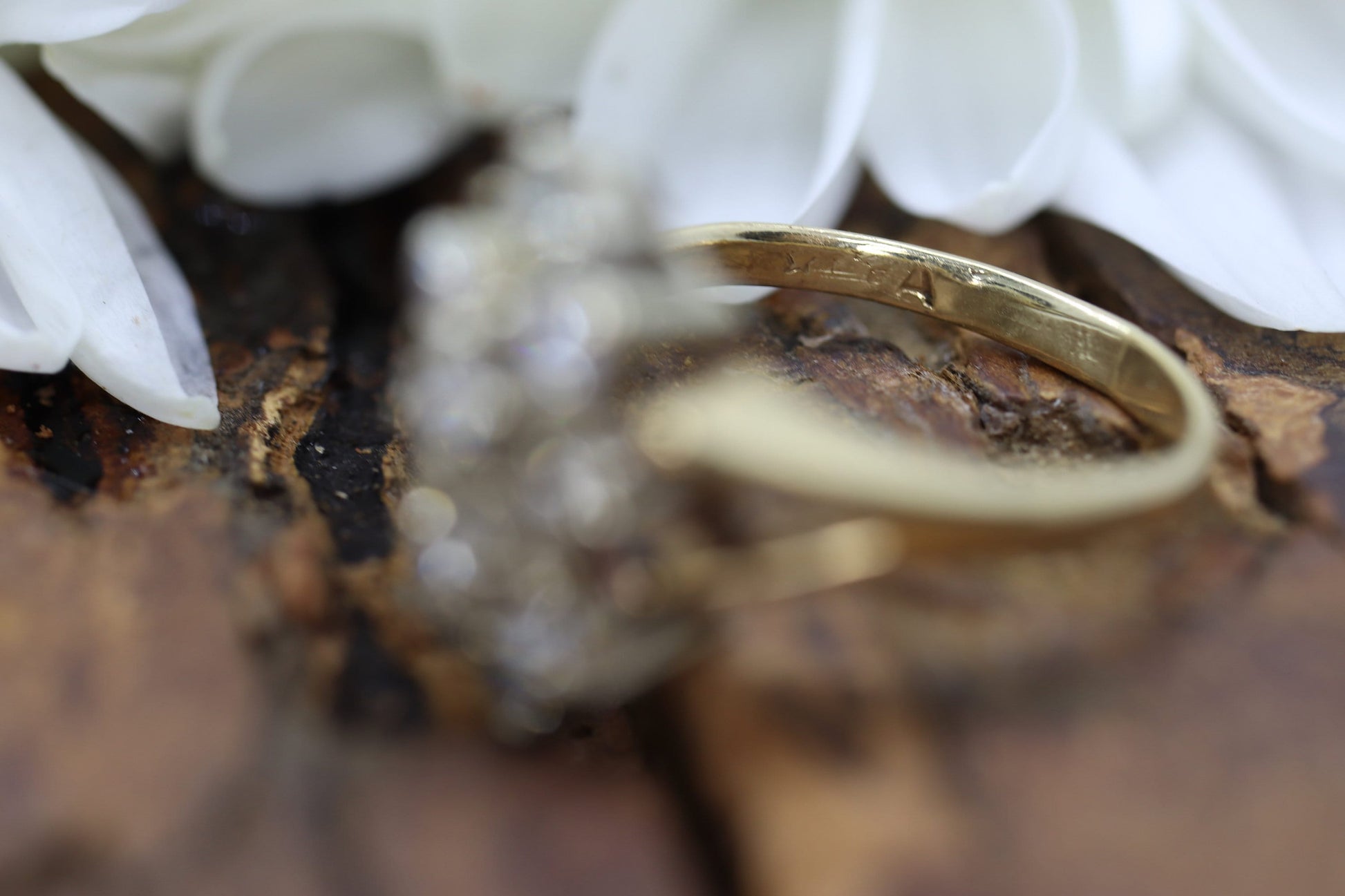 Vintage 14k Yellow Gold Ring. Round Diamond Cluster Ring. Waterfall diamond. 0.40ctw Engagement Ring. sz 3.5 st161/11