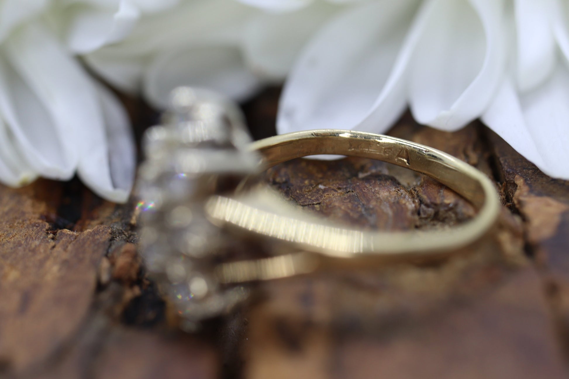 Vintage 14k Yellow Gold Ring. Round Diamond Cluster Ring. Waterfall diamond. 0.40ctw Engagement Ring. sz 3.5 st161/11