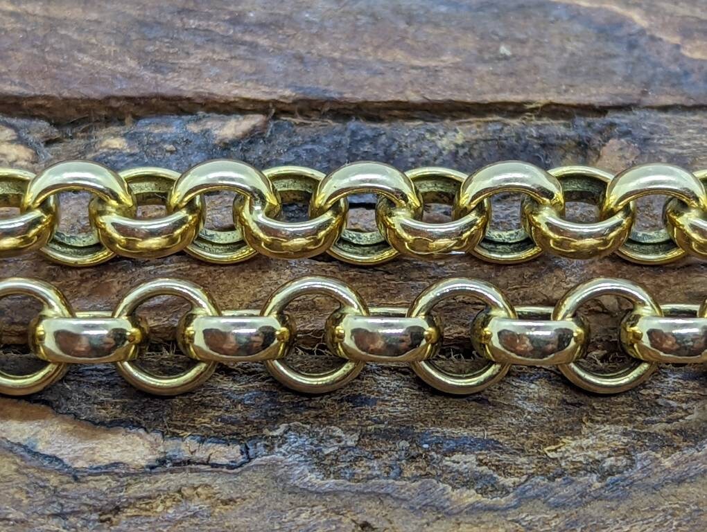 14K ROLO Chain Bracelet. PUFFED large Round Rolo chain bracelet. 14k Yellow gold Italy 8.8grams st(373/75)