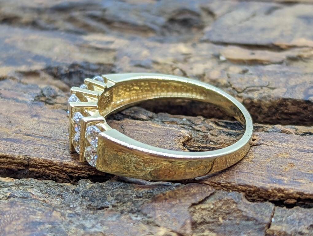 14k Channel set Diamond CZ  Ring.  Yellow Gold and CZ band st(88/11)