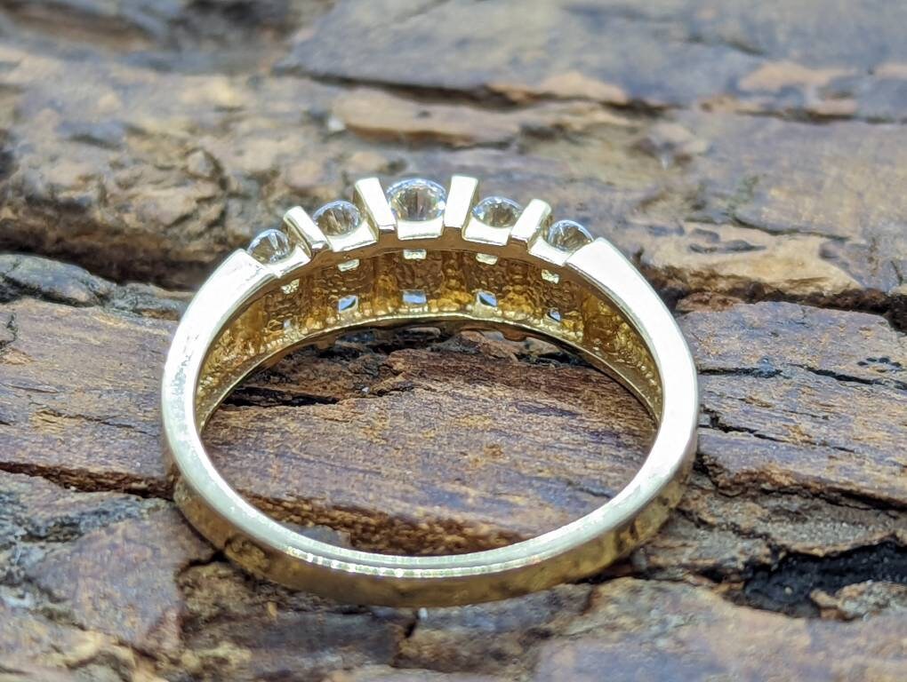14k Channel set Diamond CZ  Ring.  Yellow Gold and CZ band st(88/11)