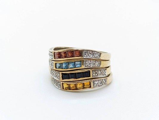 Vintage 10K Stacking rings. 10k Emerald Topaz Garnet Sapphire Citrine Thin band. Stacking Bands Rings. (st20/41)