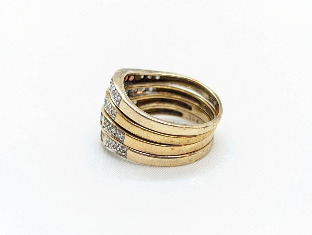 Vintage 10K Stacking rings. 10k Emerald Topaz Garnet Sapphire Citrine Thin band. Stacking Bands Rings. (st20/41)