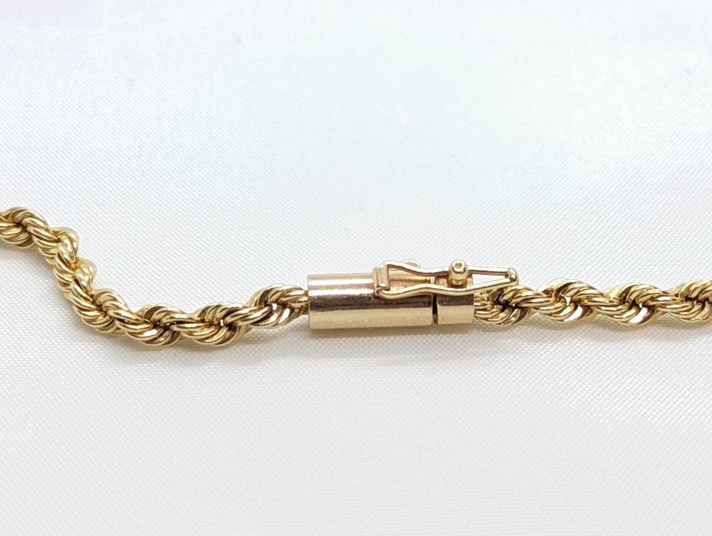14k Heavy Rope Necklace. 14k Long Rope Necklace. 21.8grams 25in length 3mm width st(736)