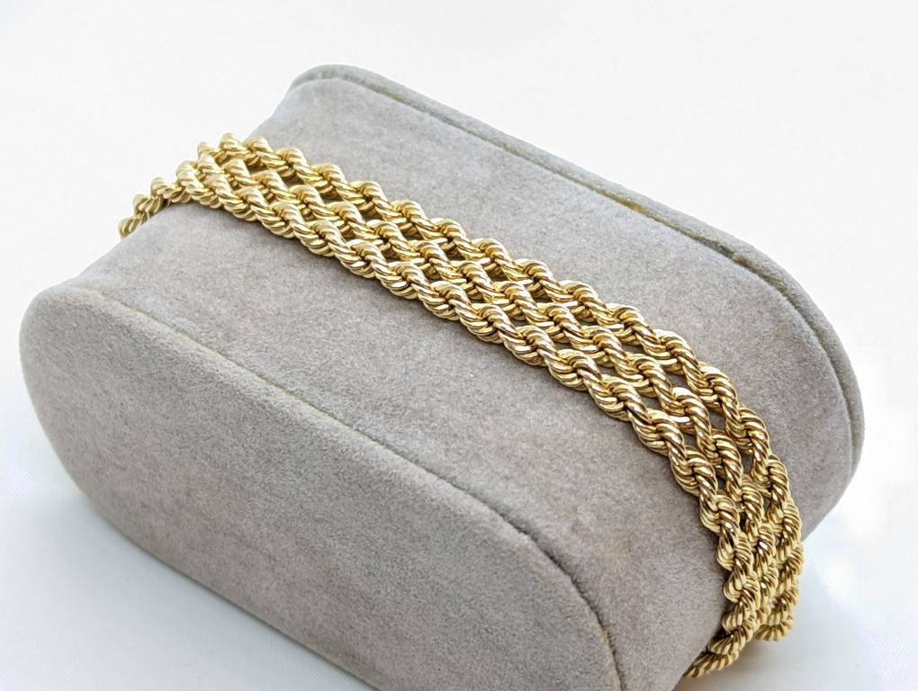 14k Heavy Rope Necklace. 14k Long Rope Necklace. 21.8grams 25in length 3mm width st(736)