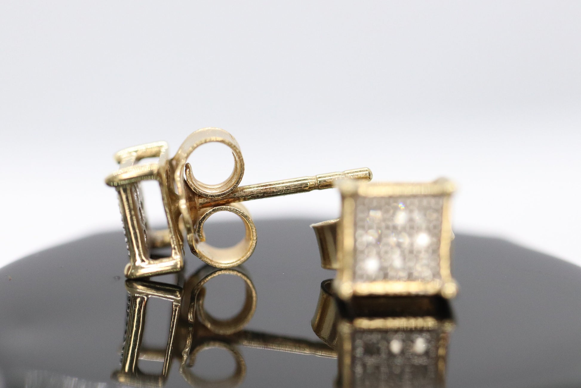 10k Diamond Pave stud earrings. 10k Square Pave Diamond Jewelry. st(63/25)