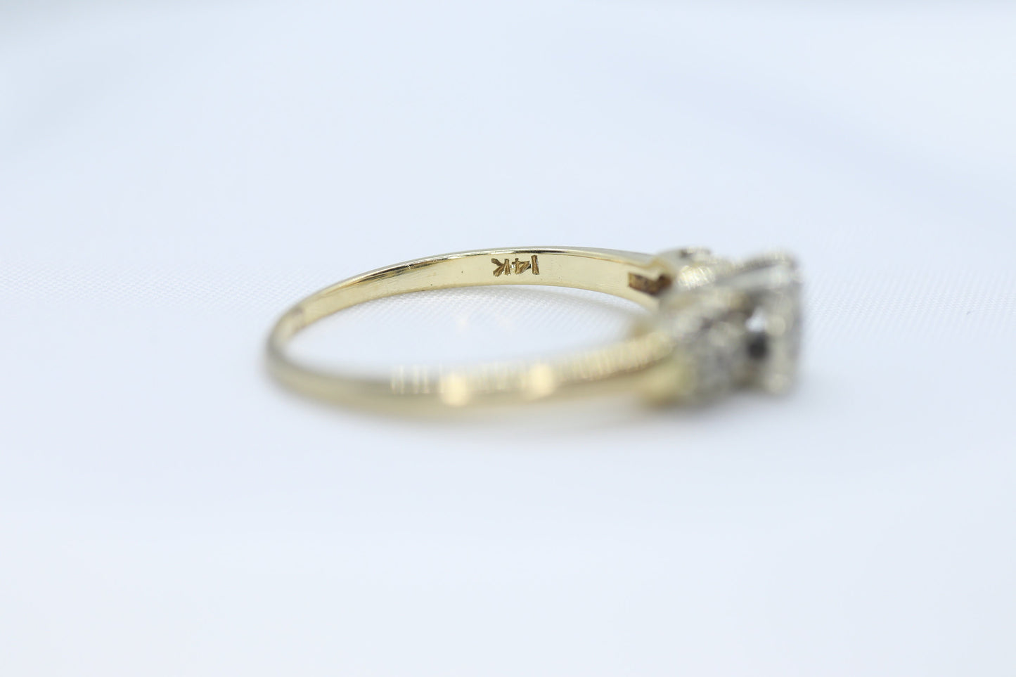 Art Deco Diamond Solitaire Ring. 14k Gold European Cut diamond engagement Ring. KEEPSAKE engagement ring. st(97/75)