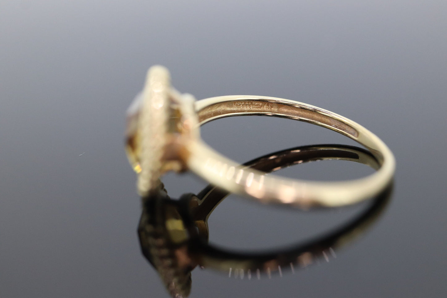 14k Citrine cushion Faceted Ring. Citrine Bezel set cocktail statement ring. st(78)