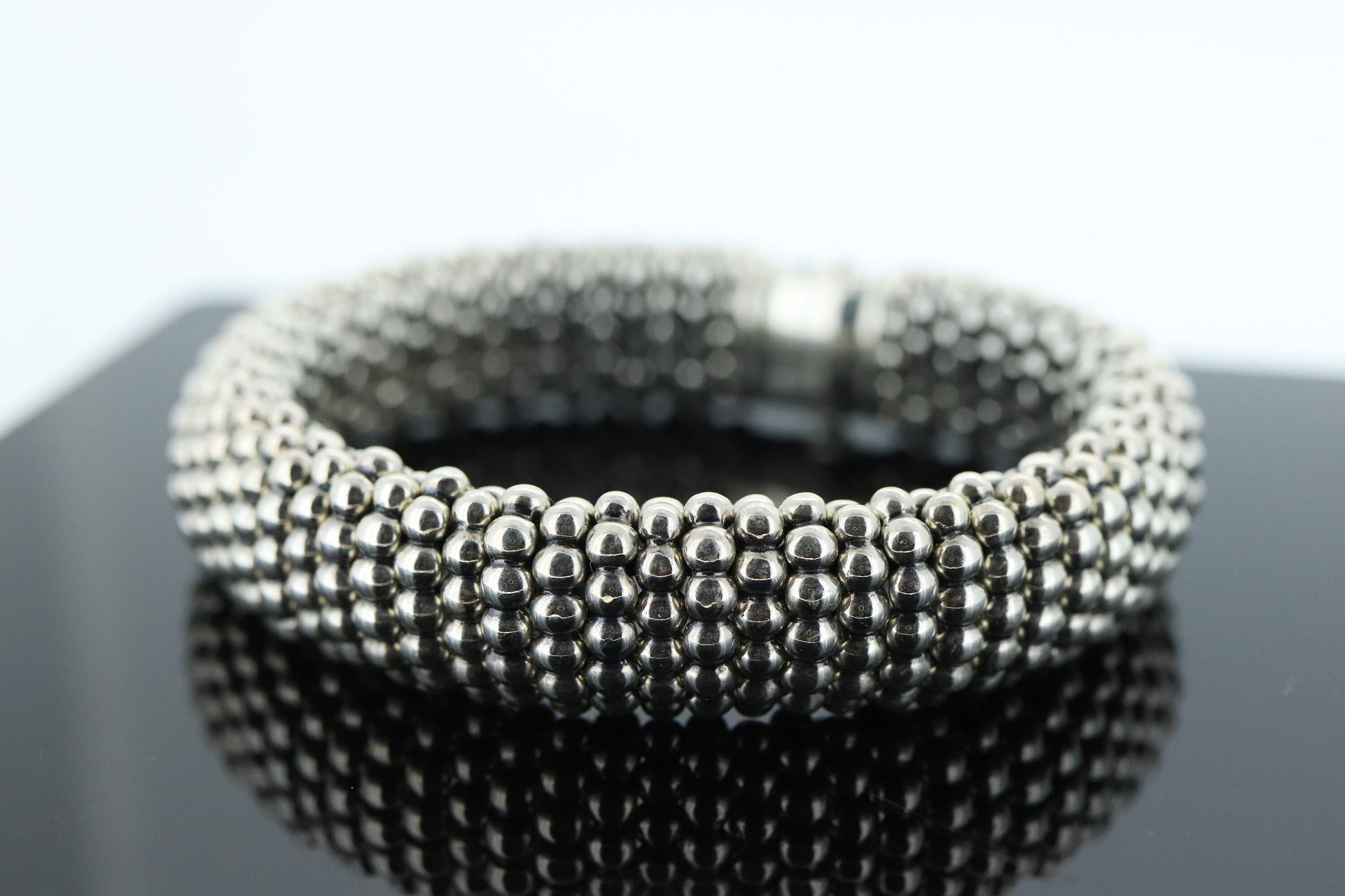 LAGOS Caviar Bracelet. Sterling Silver 18K Yellow Gold Bubbly Heavy Bracelet. (st250)