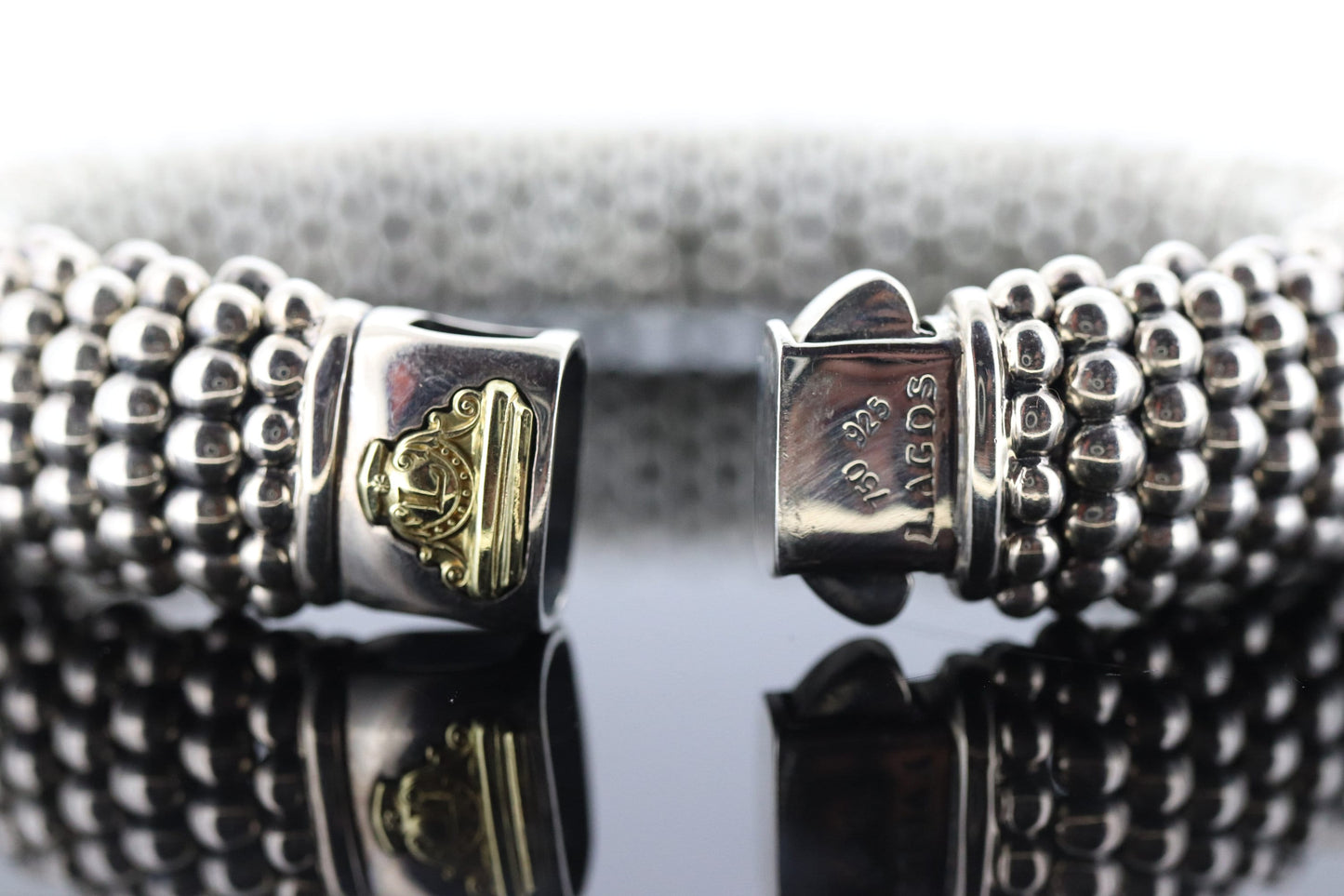 LAGOS Caviar Bracelet. Sterling Silver 18K Yellow Gold Bubbly Heavy Bracelet. (st250)