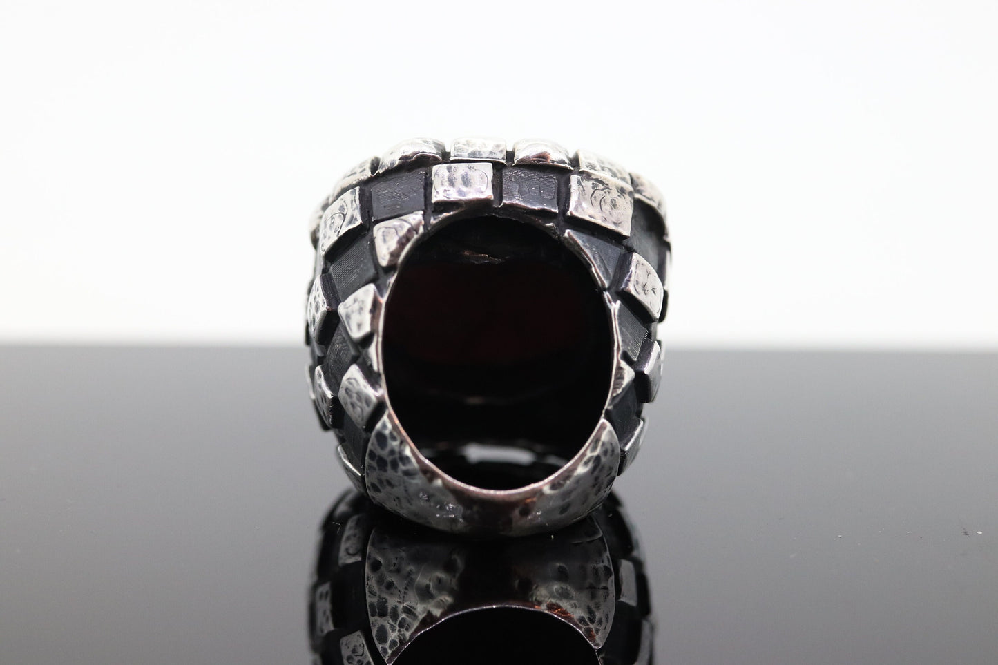 Dian Malouf RING. Pink Rhodochrosite Cabochon Heavy sterling Silver Signet Ring DLM Collection (st207/40)