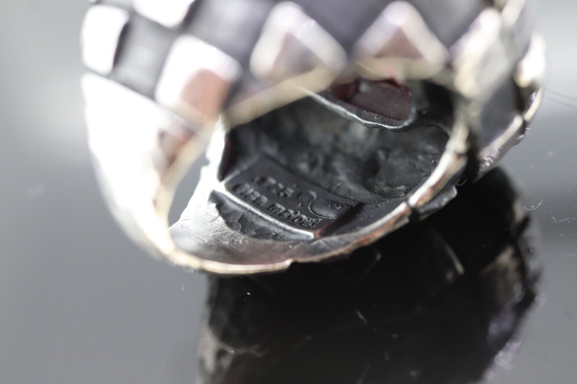 Dian Malouf RING. Pink Rhodochrosite Cabochon Heavy sterling Silver Signet Ring DLM Collection (st207/40)
