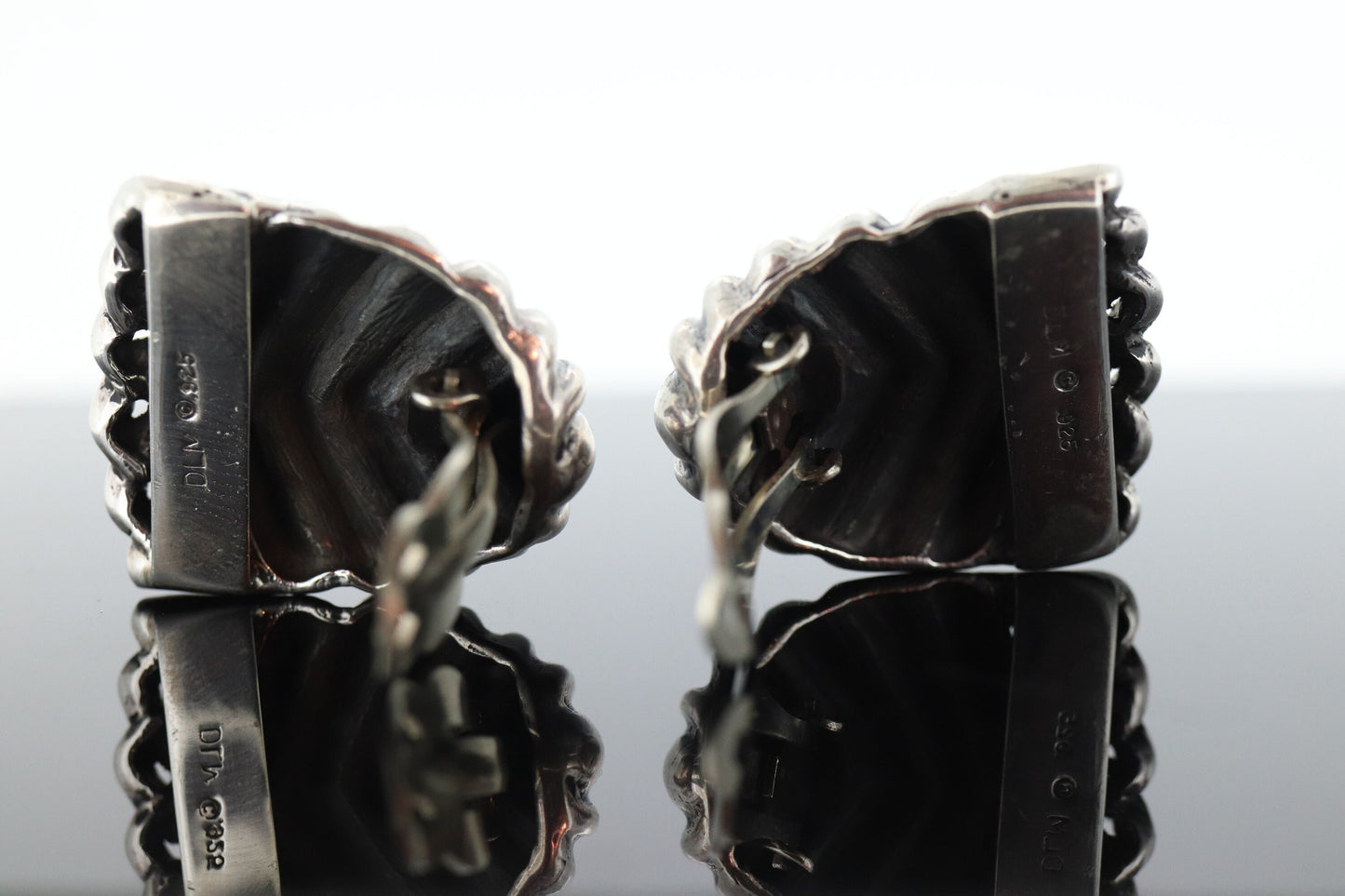 Dian Malouf Clip On EARRINGS. Heavy sterling Silver Modernist Earrings DLM Collection (st93)