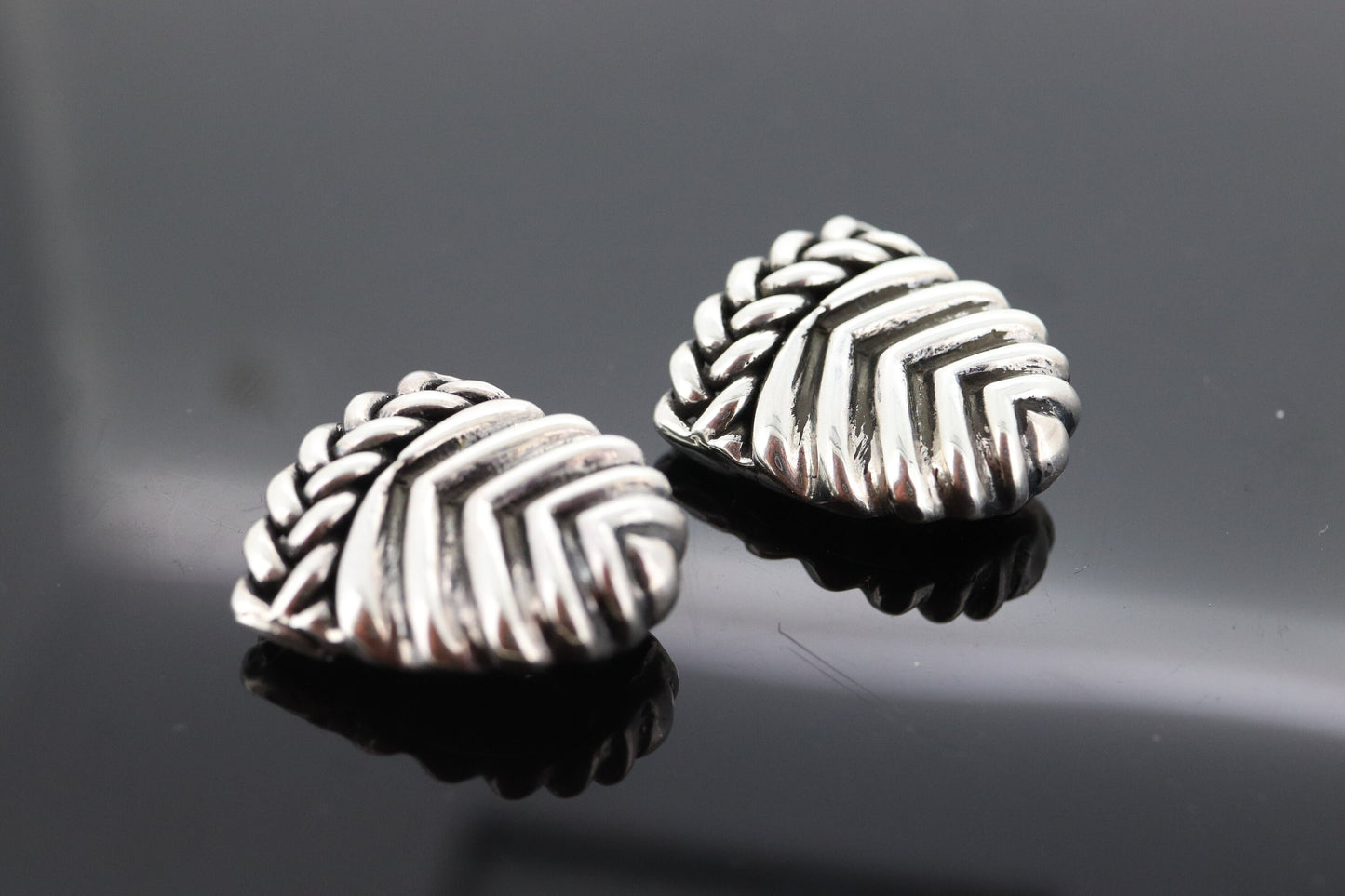Dian Malouf Clip On EARRINGS. Heavy sterling Silver Modernist Earrings DLM Collection (st93)