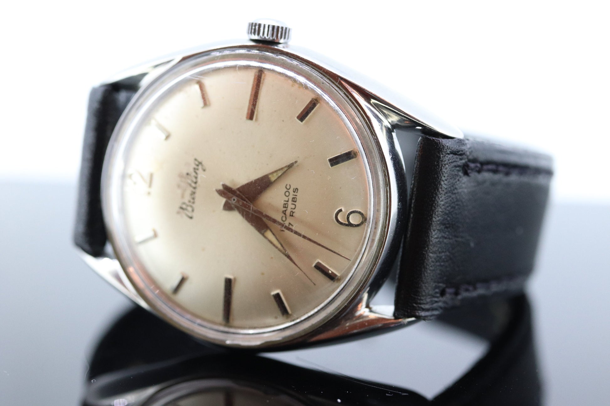 Vintage Breitling 17 Jewel Rubis Manual 1950s 34mm Watch 633  st(316)