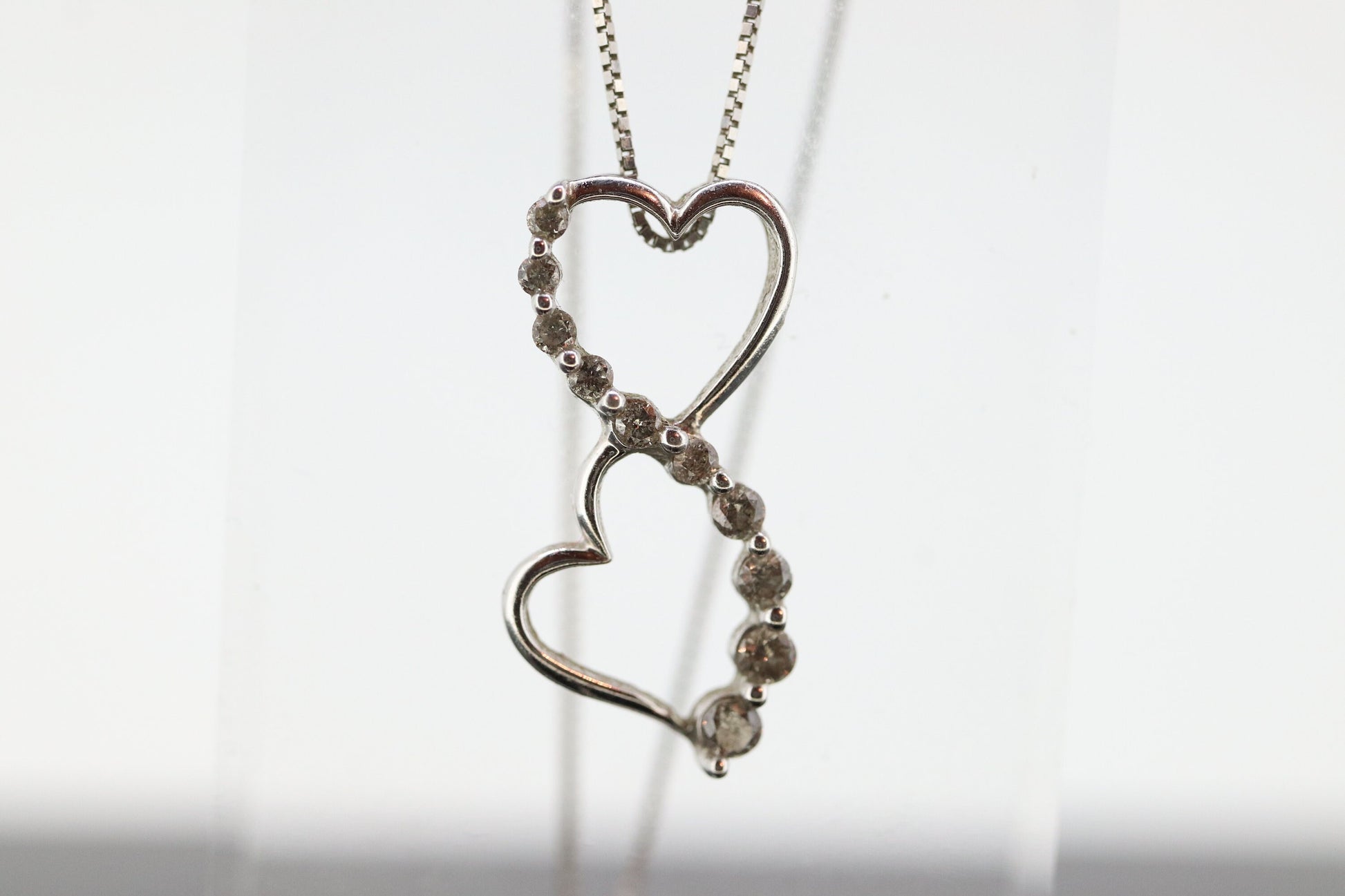 10k DIAMOND Journey Pendant open HEART Infinity Pendant necklace. 10k Infinity Heart Diamond Pendant. st(75)