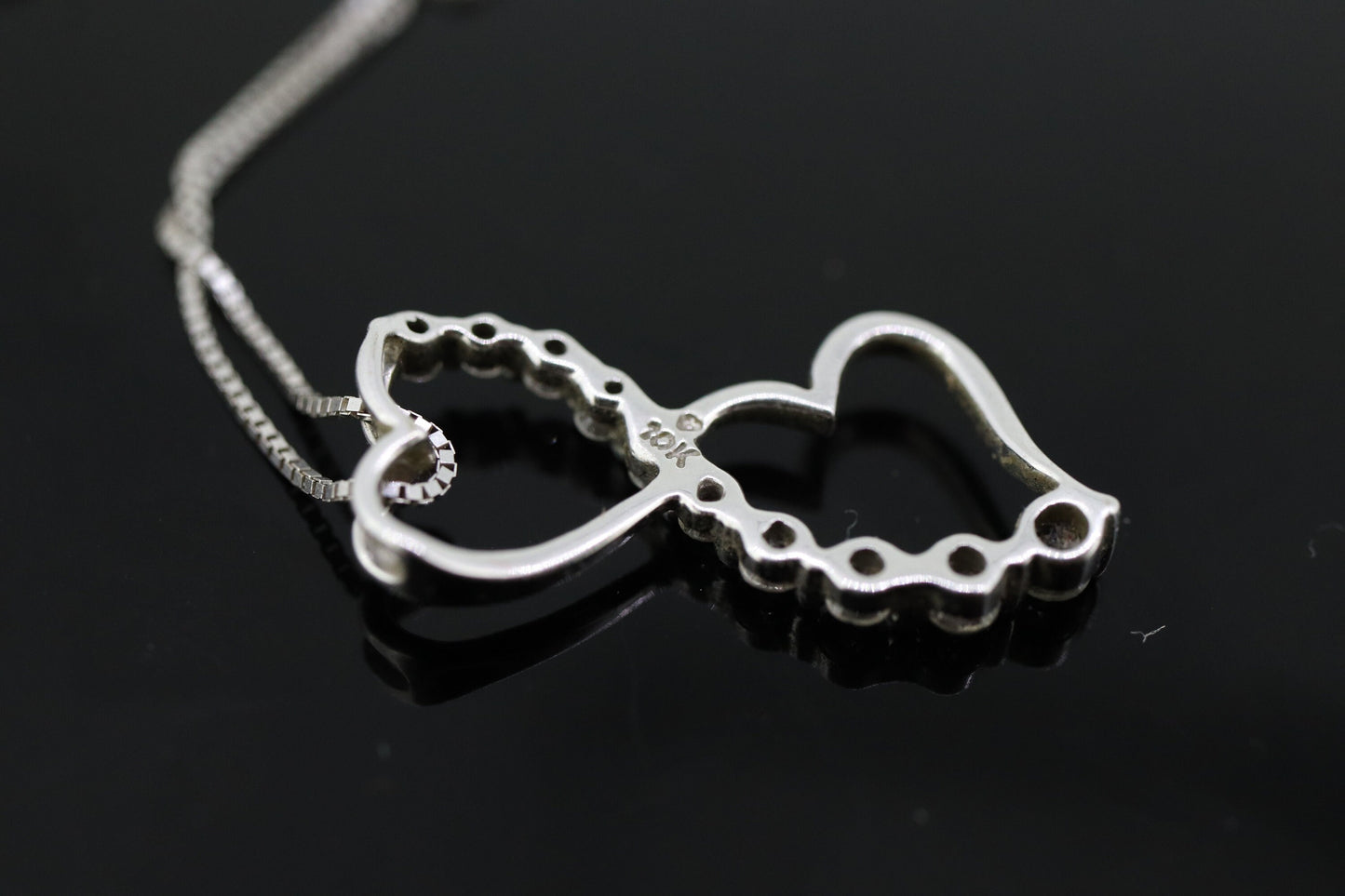 10k DIAMOND Journey Pendant open HEART Infinity Pendant necklace. 10k Infinity Heart Diamond Pendant. st(75)