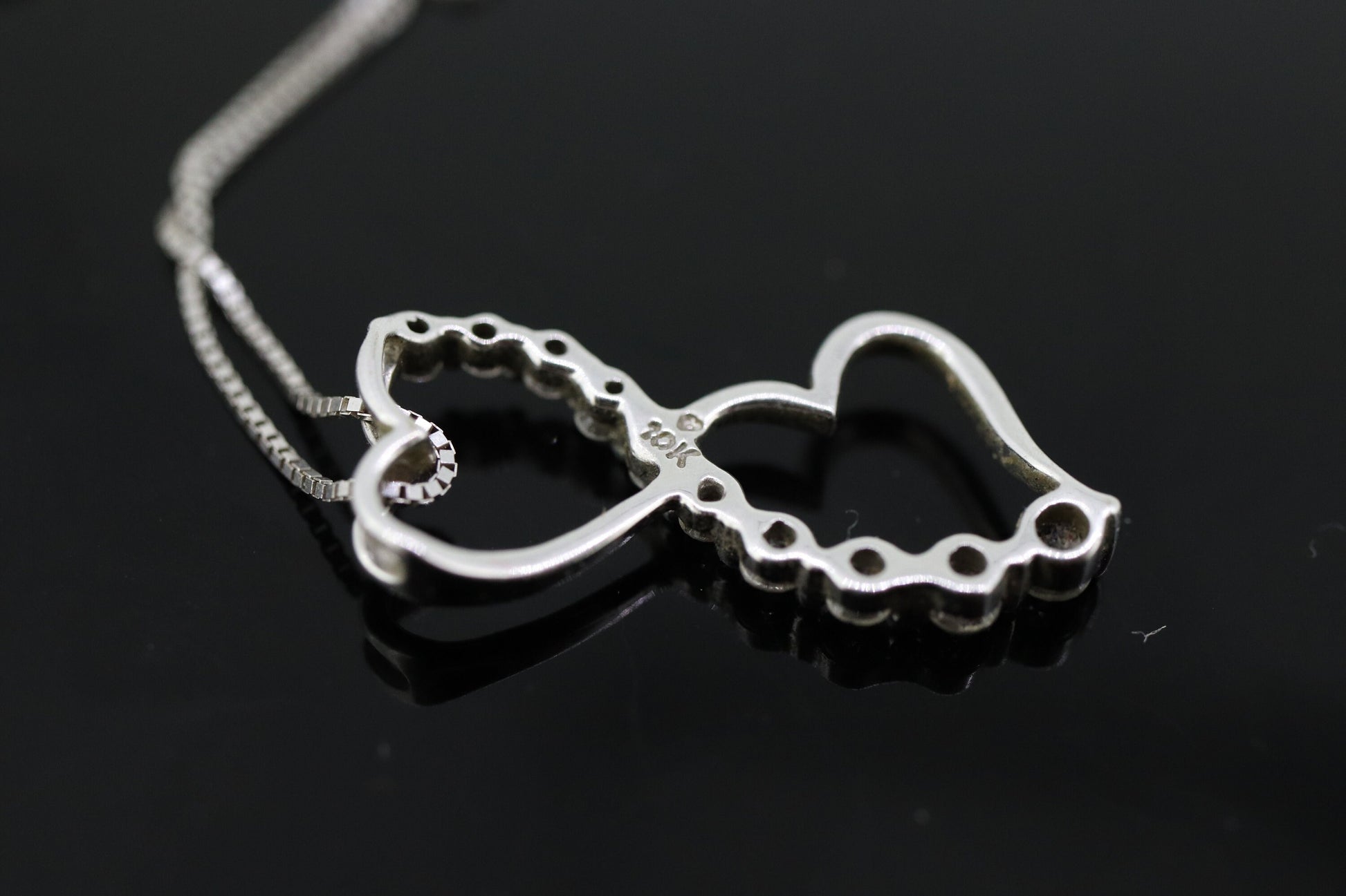 10k DIAMOND Journey Pendant open HEART Infinity Pendant necklace. 10k Infinity Heart Diamond Pendant. st(75)