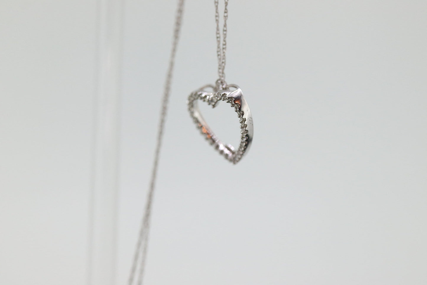 14k Open Heart Diamond Necklace. Open Heart Necklace. st(63)