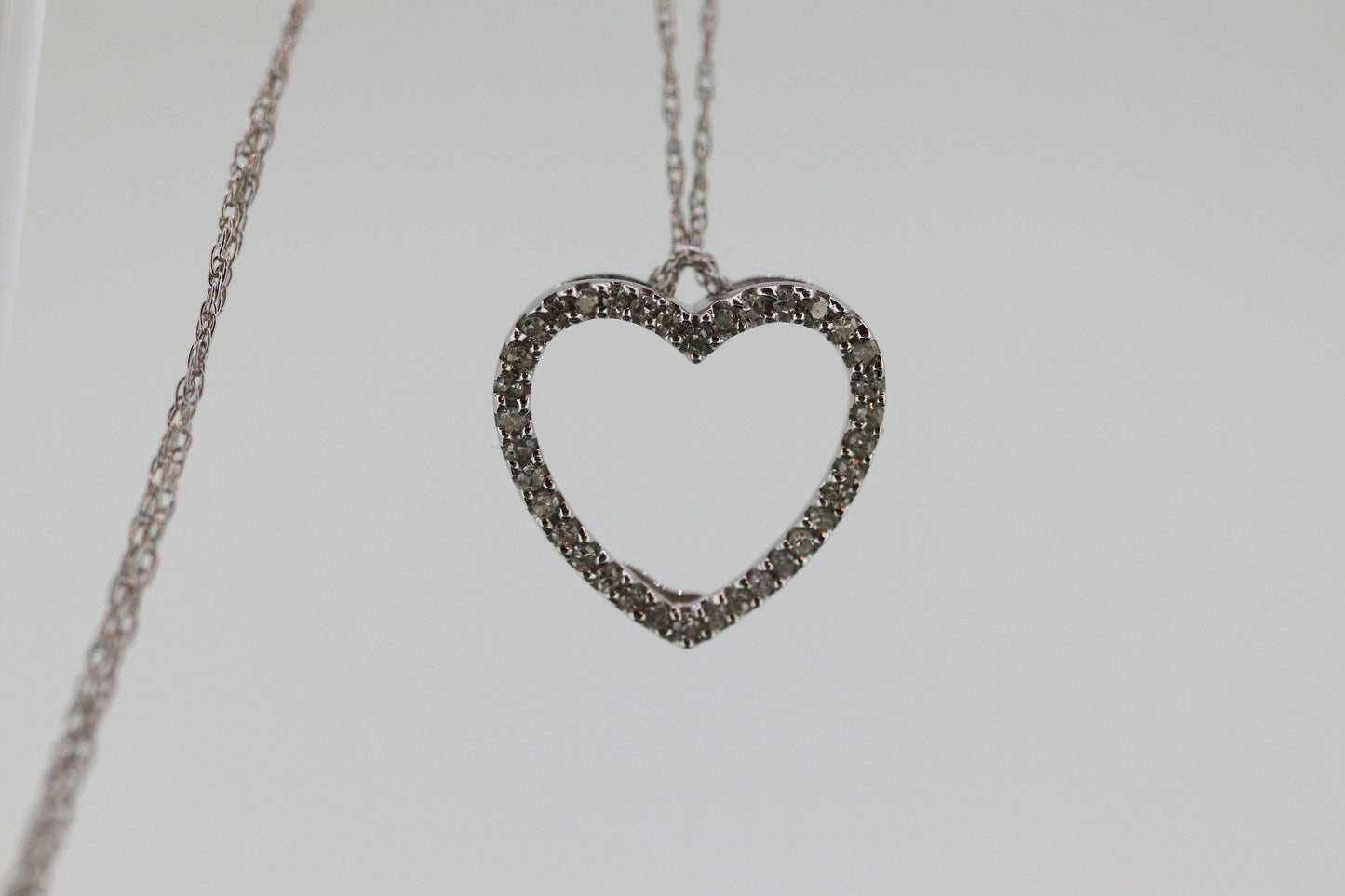 14k Open Heart Diamond Necklace. Open Heart Necklace. st(63)