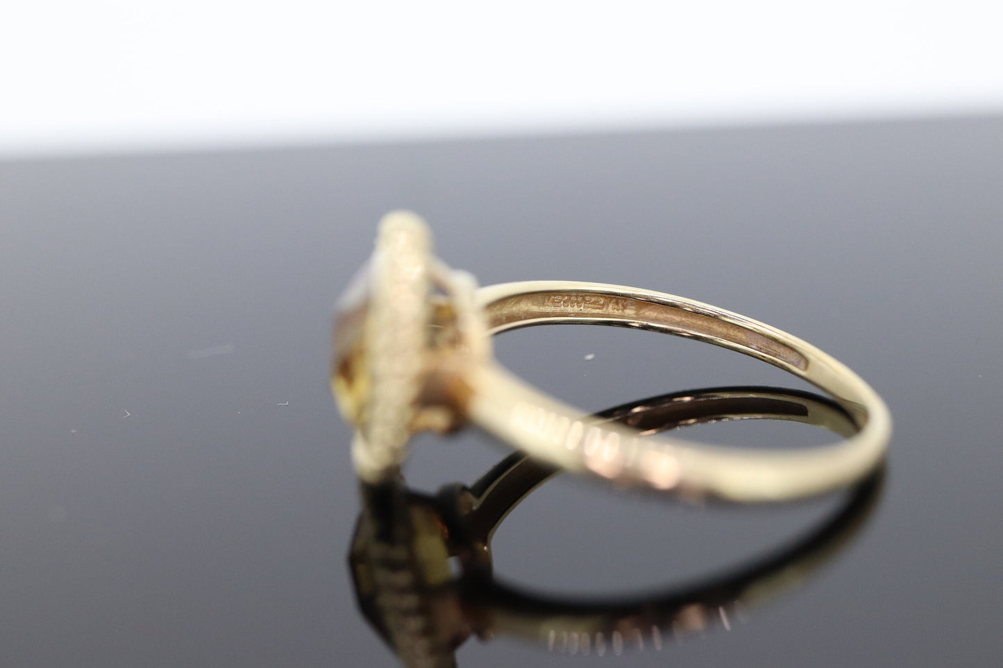 14k Citrine cushion Faceted Ring. Citrine Bezel set cocktail statement ring. st(78)
