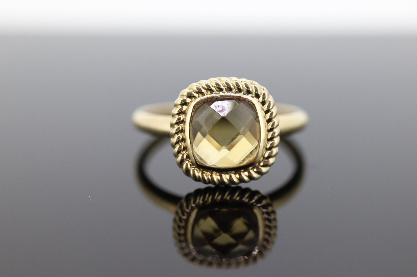 14k Citrine cushion Faceted Ring. Citrine Bezel set cocktail statement ring. st(78)