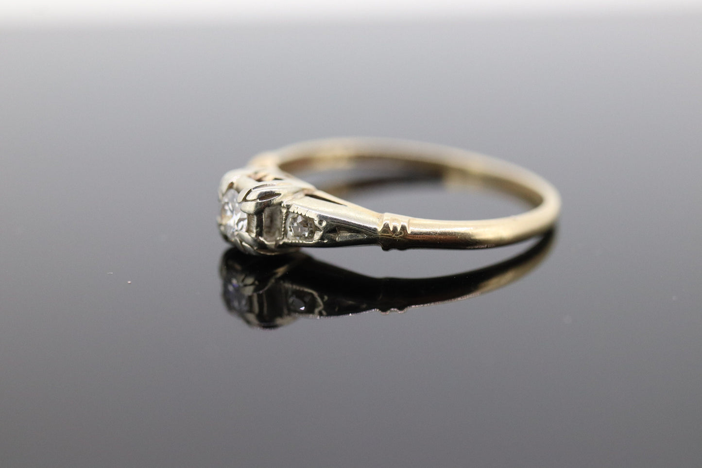 Art Deco Engagement Wedding Diamond Ring Set. Antique FIDELITY Wedding Ring Set. 14k Multi-Tone with a Diamond. st(106/37)