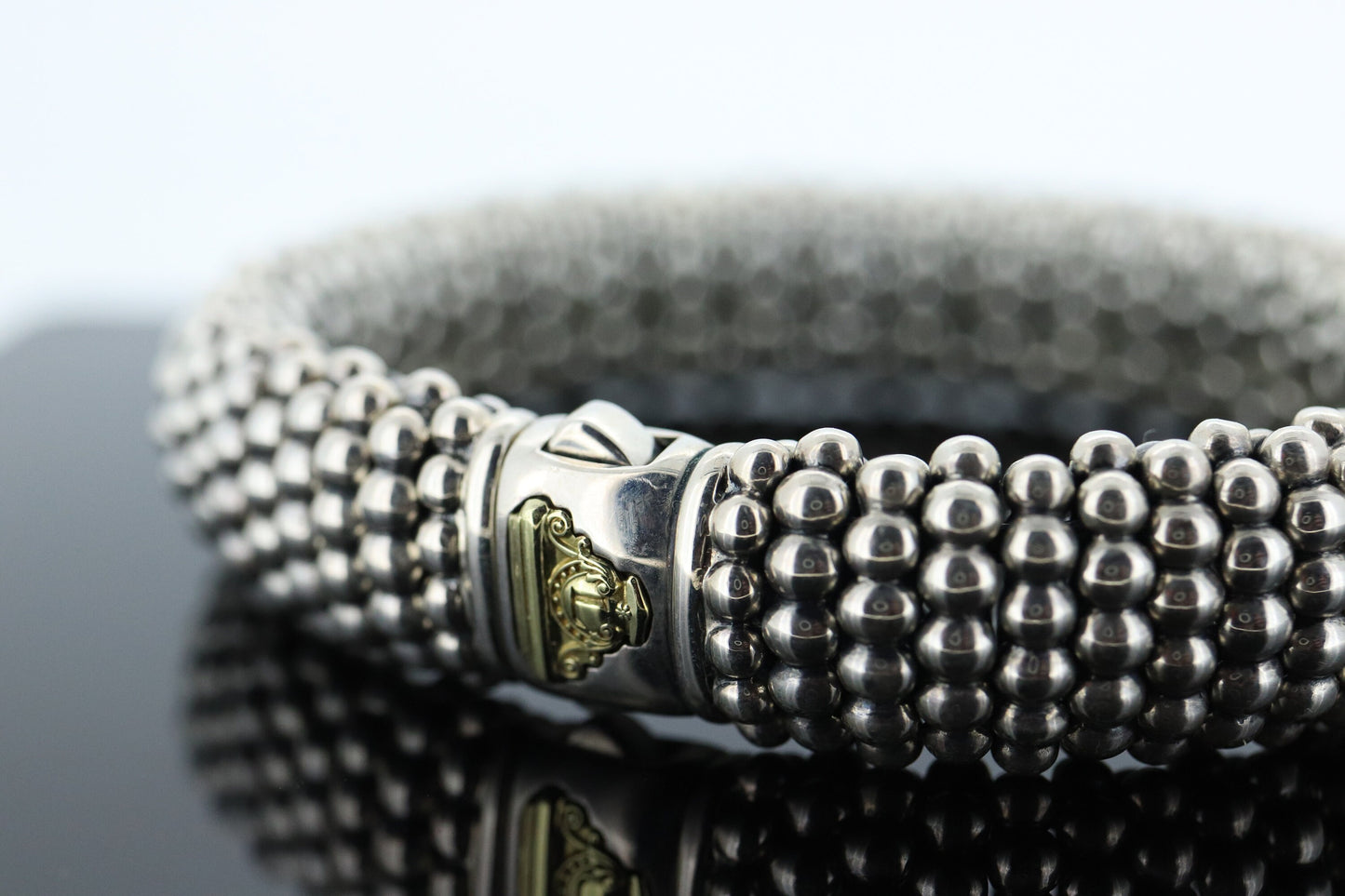 LAGOS Caviar Bracelet. Sterling Silver 18K Yellow Gold Bubbly Heavy Bracelet. (st250)