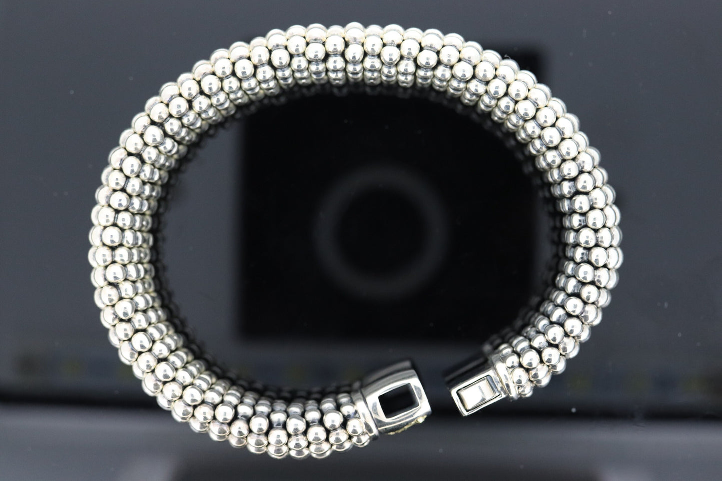 LAGOS Caviar Bracelet. Sterling Silver 18K Yellow Gold Bubbly Heavy Bracelet. (st250)