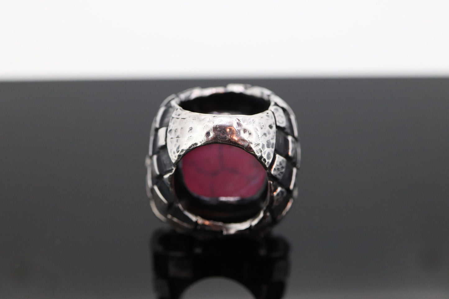 Dian Malouf RING. Pink Rhodochrosite Cabochon Heavy sterling Silver Signet Ring DLM Collection (st207/40)