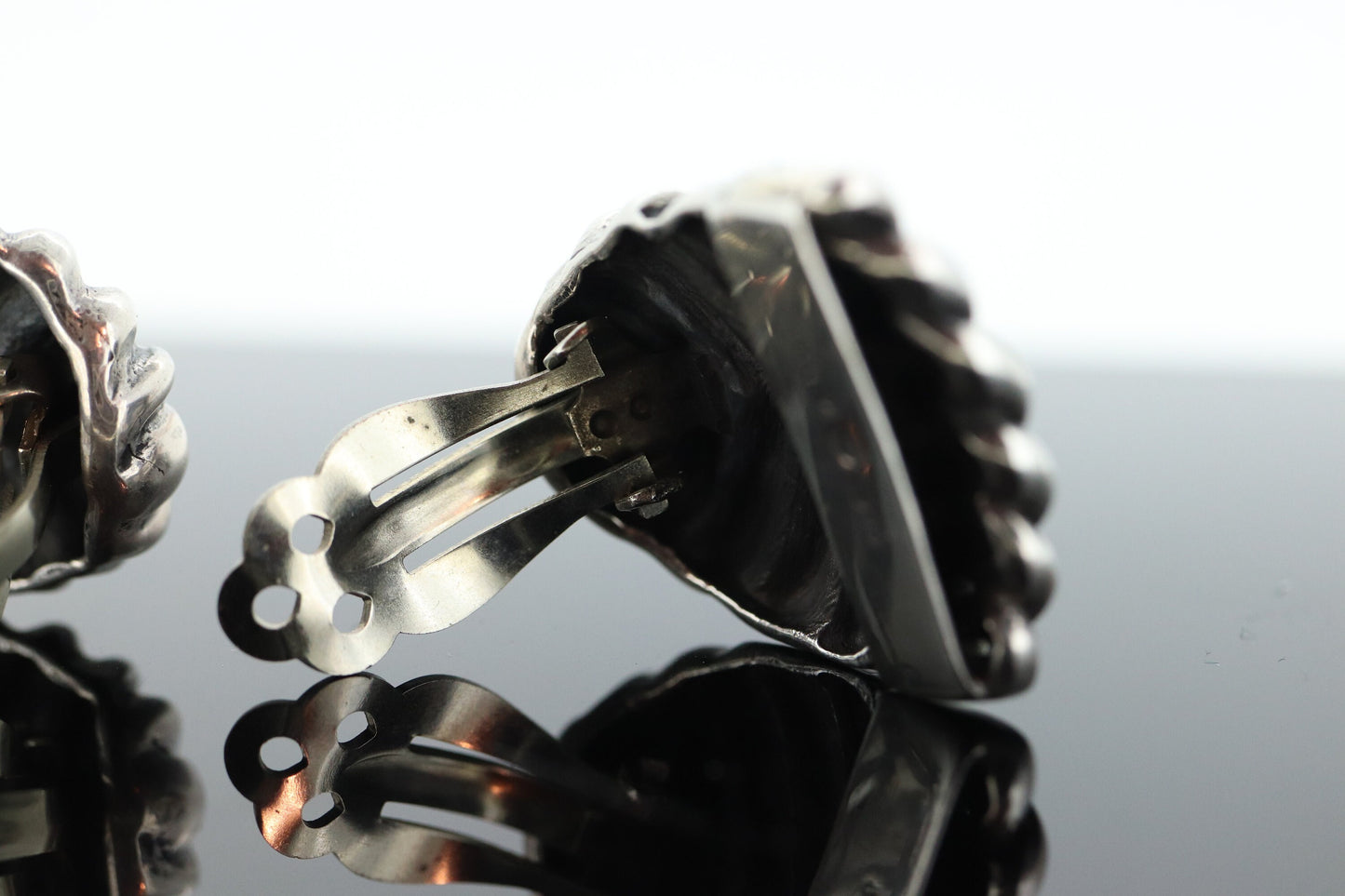 Dian Malouf Clip On EARRINGS. Heavy sterling Silver Modernist Earrings DLM Collection (st93)
