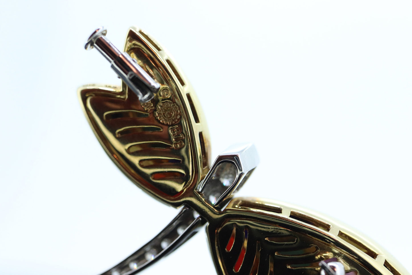 Asch Grossbardt 18K Yellow Gold DIAMONDs Inlaid Gemstone DragonFly BROOCH Pendant. Asch Grossbardt Jewelry st(11-21)