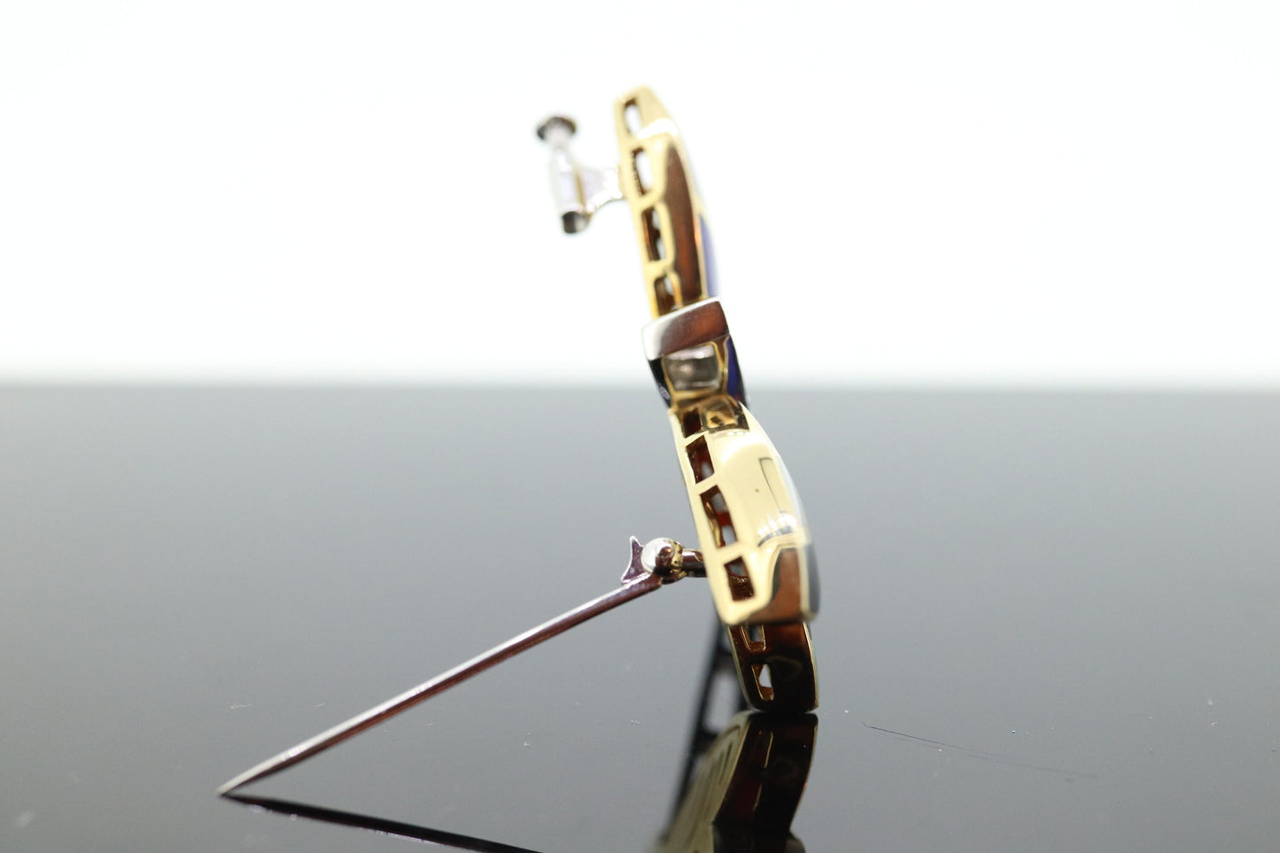 Asch Grossbardt 18K Yellow Gold DIAMONDs Inlaid Gemstone DragonFly BROOCH Pendant. Asch Grossbardt Jewelry st(11-21)