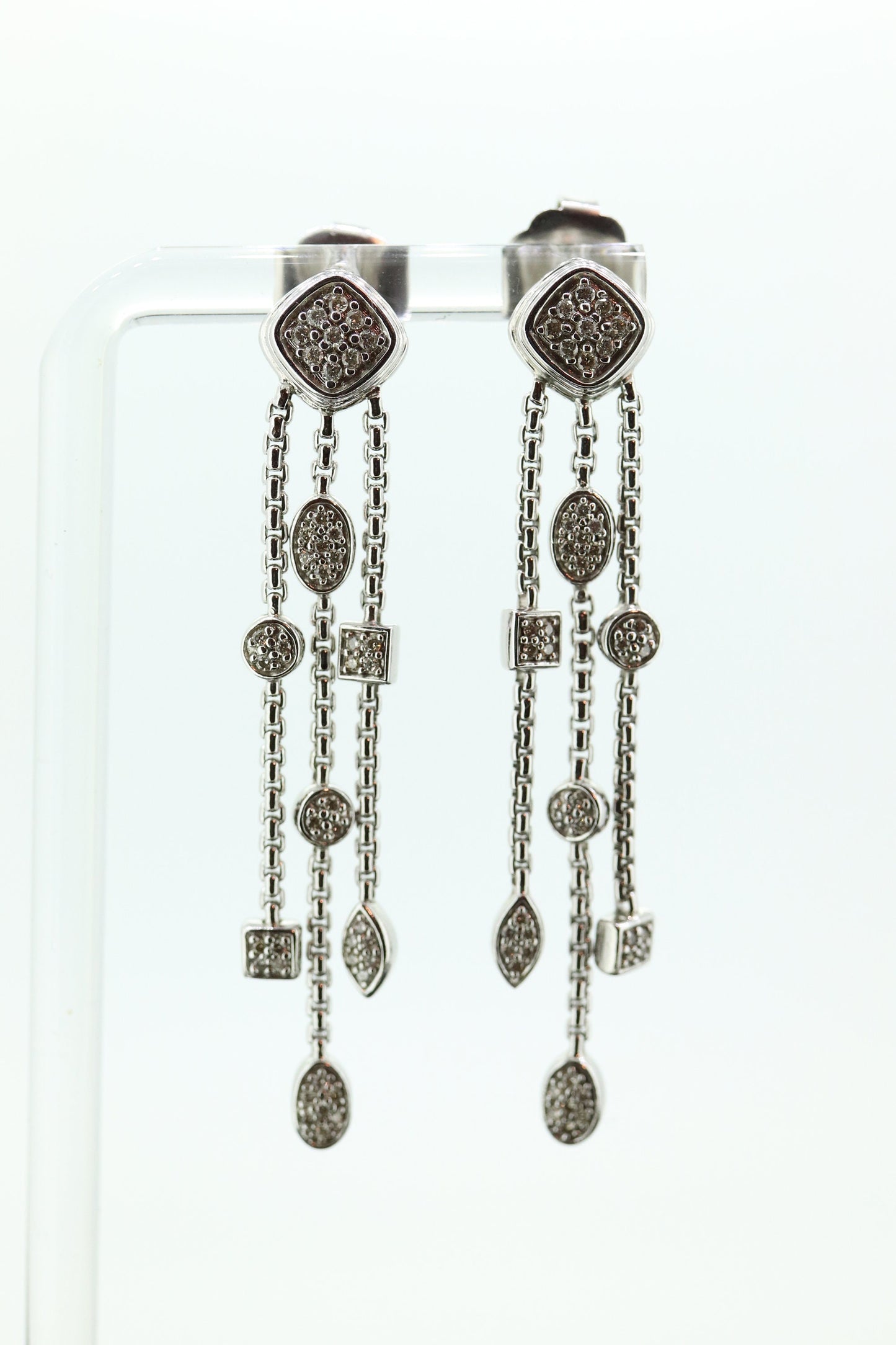 David Yurman DIAMOND Sterling Silver CABLE Drop Earrings. David Yurman CONFETTI Diamond strand dangle earrings st(212)