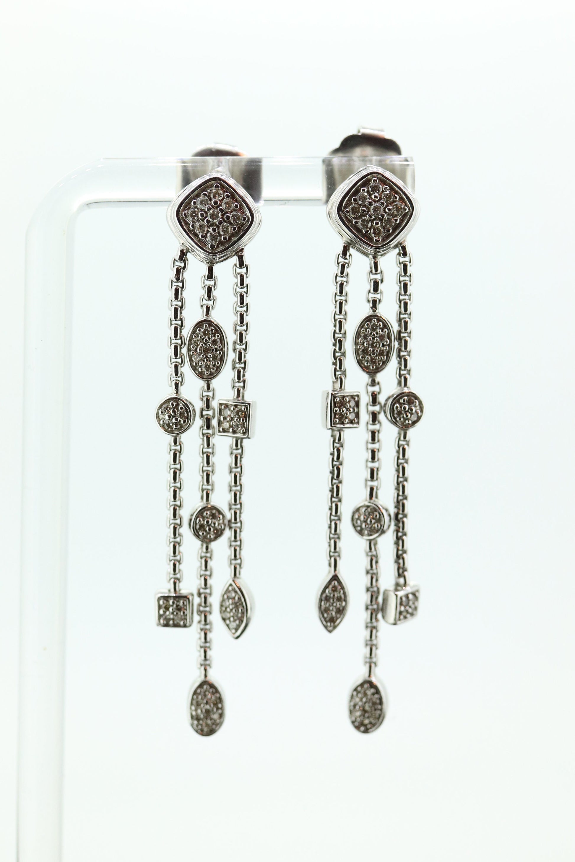 David Yurman DIAMOND Sterling Silver CABLE Drop Earrings.  David Yurman CONFETTI Diamond strand dangle earrings st(212)