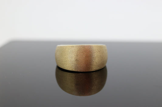 Brushed Wide Dome 14k Yellow Gold Band. Italian  14k DOME Textured band. st(167)