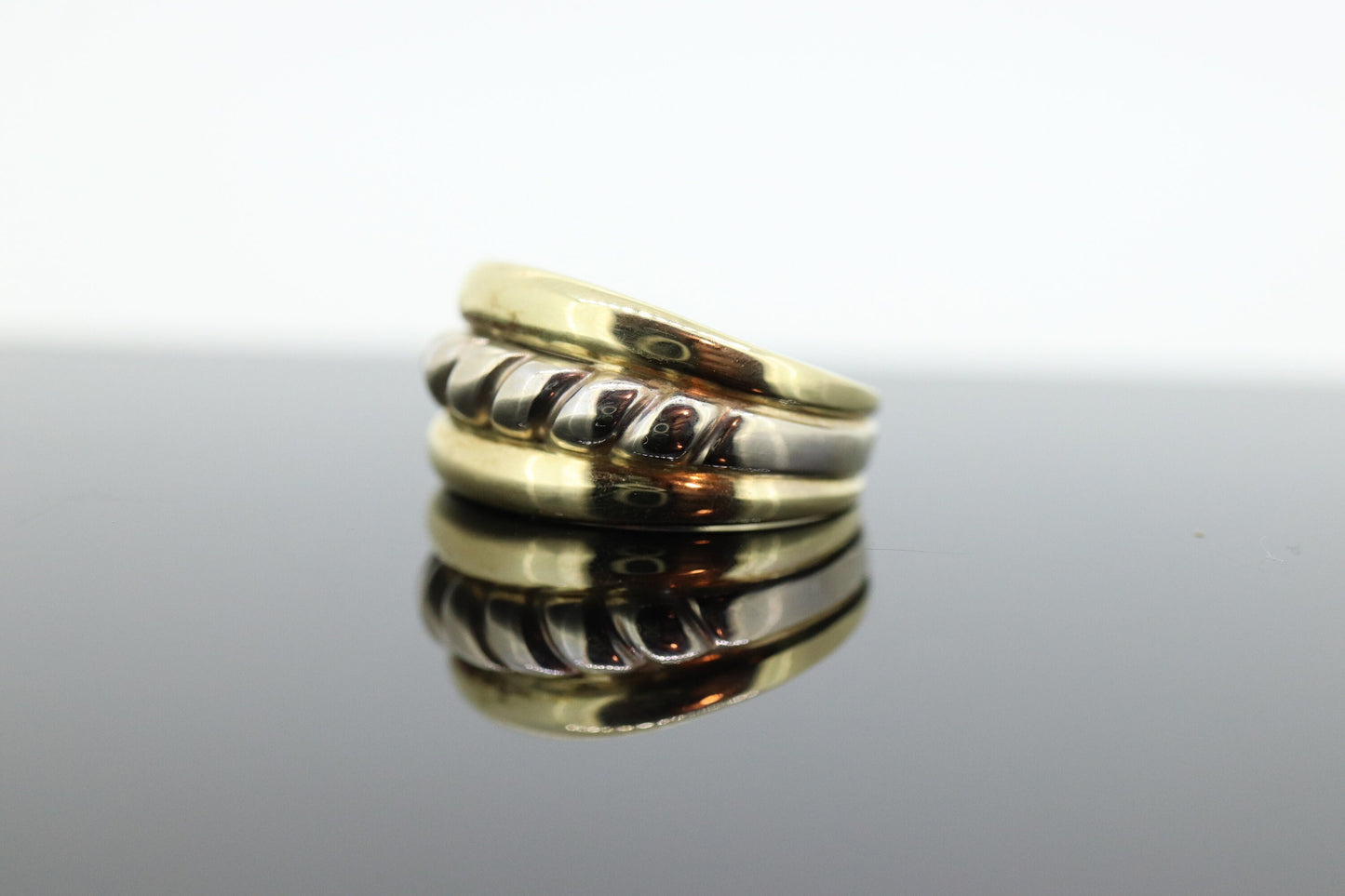 Cable Wide Dome 14k Yellow Gold Band. Italian Milor 14k DOME Multi Tone band. st(167)