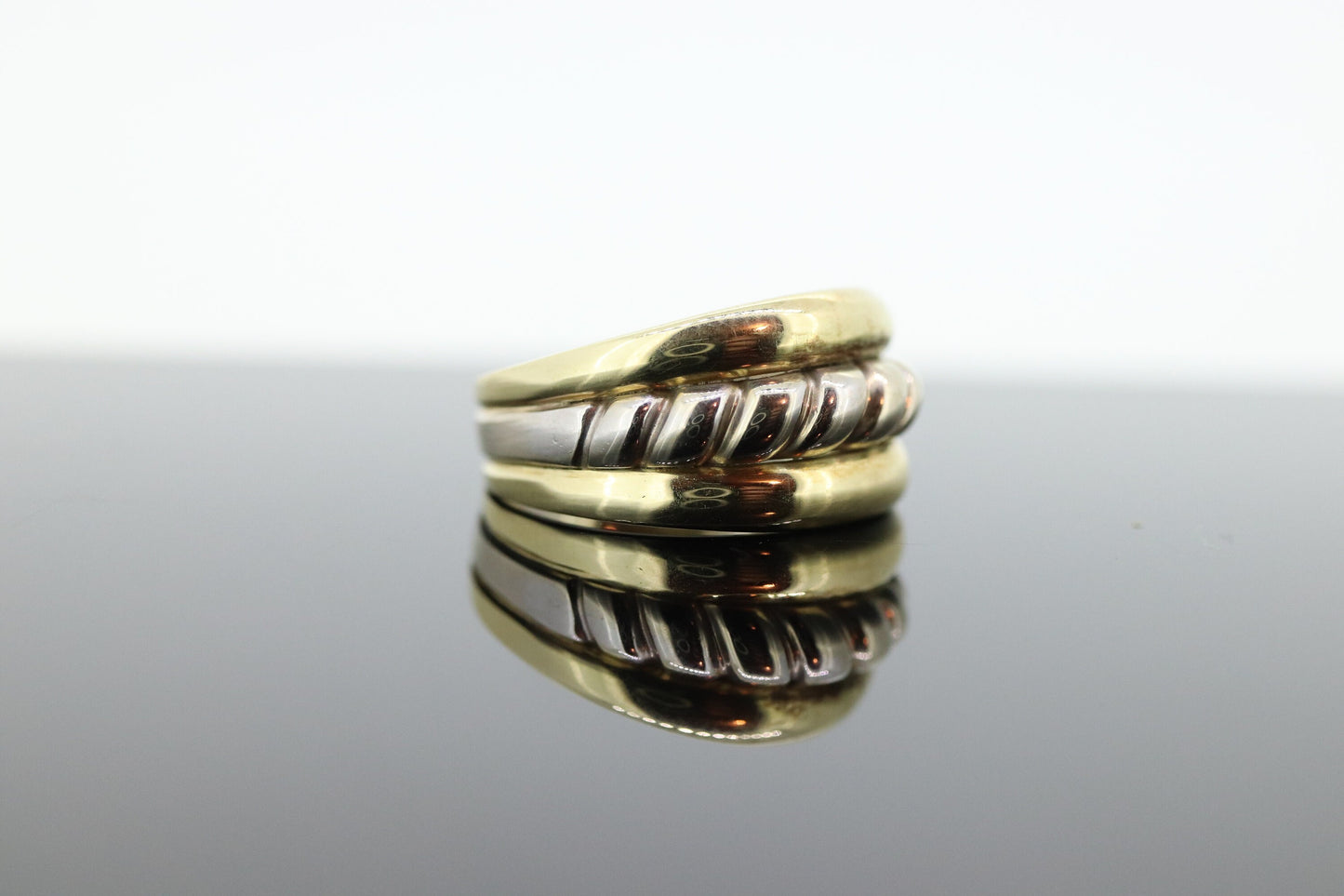 Cable Wide Dome 14k Yellow Gold Band. Italian Milor 14k DOME Multi Tone band. st(167)