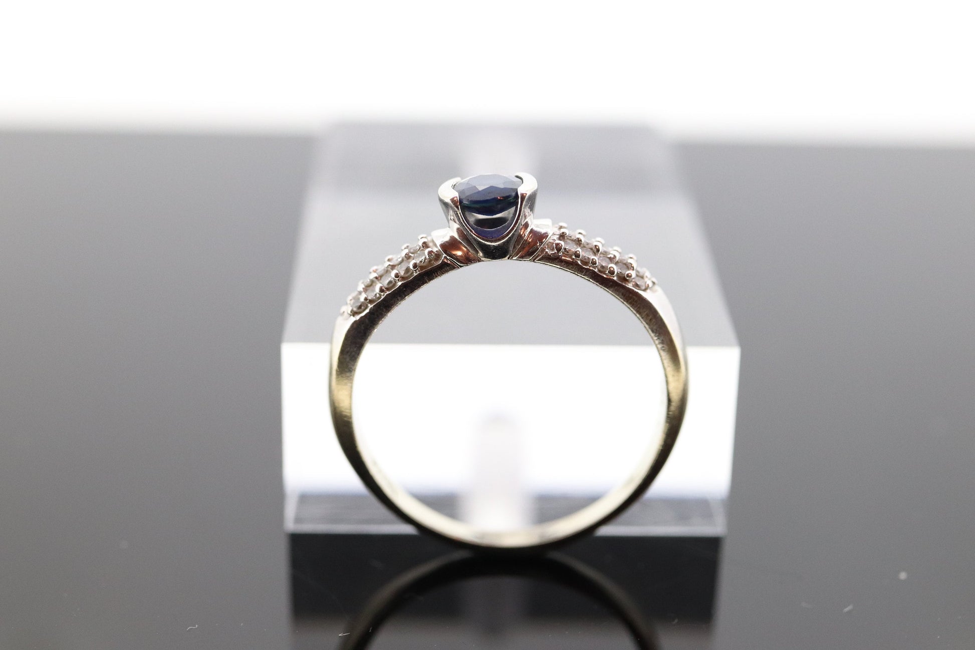 EFFY Sapphire ring. 14k Sapphire Diamond solitaire ring. BITA Sapphire diamond ring. st(155)