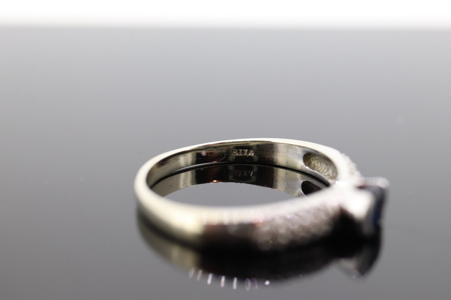 EFFY Sapphire ring. 14k Sapphire Diamond solitaire ring. BITA Sapphire diamond ring. st(155)