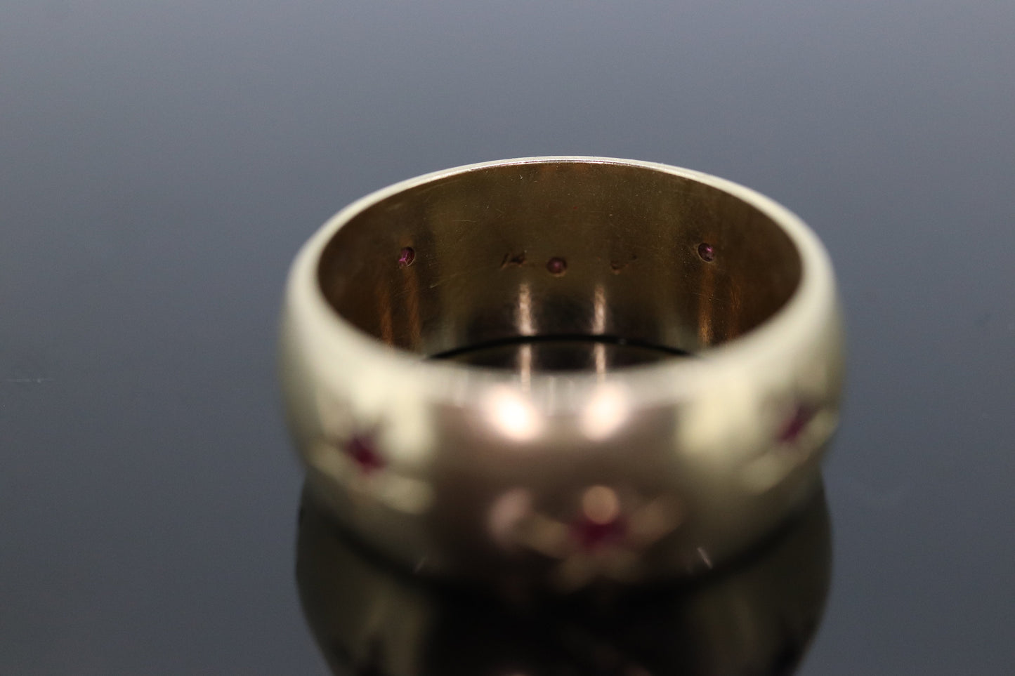 Antique RUBY Star bezel set ring. Ruby Gypsy setting star wide eternity band. st(483)