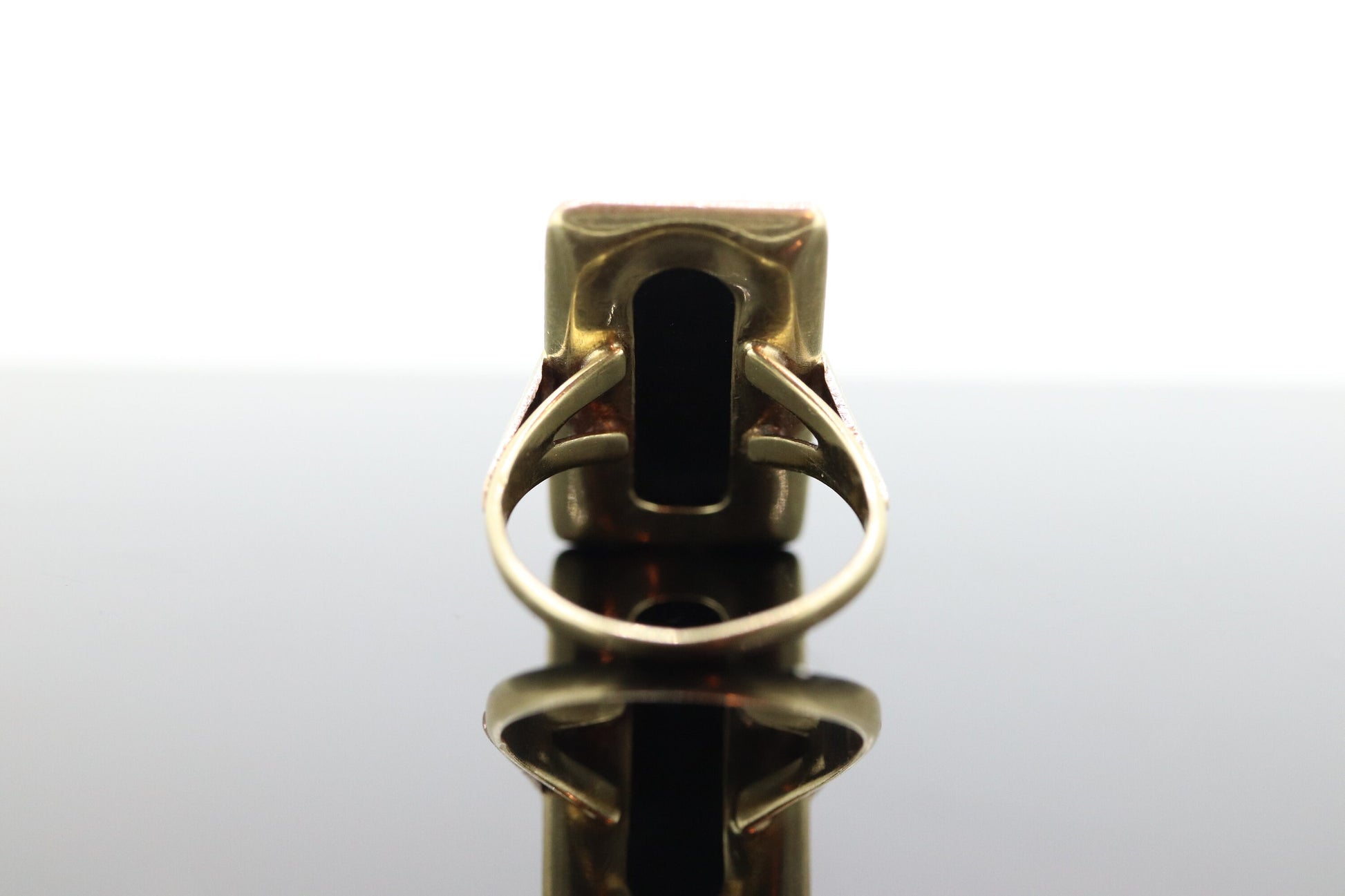 10k ONYX M ring. 10k Letter M  statement ring. Calligraphy M Acid ring. st(150)