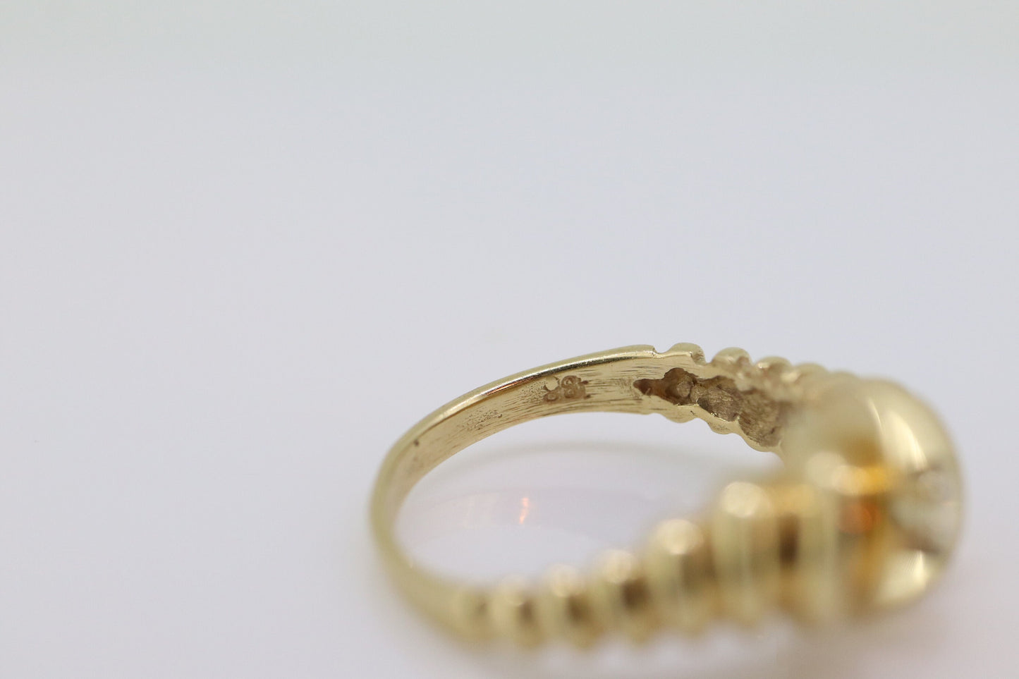14K Diamond Bypass ring. Lobster Tail Sfogliatella Croissant Pastry Ring. Toi et moi band. Yellow Gold ring. st(92)