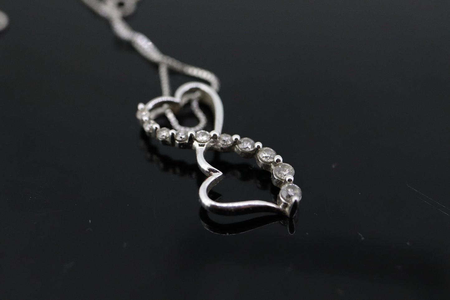 10k DIAMOND Journey Pendant open HEART Infinity Pendant necklace. 10k Infinity Heart Diamond Pendant. st(75)