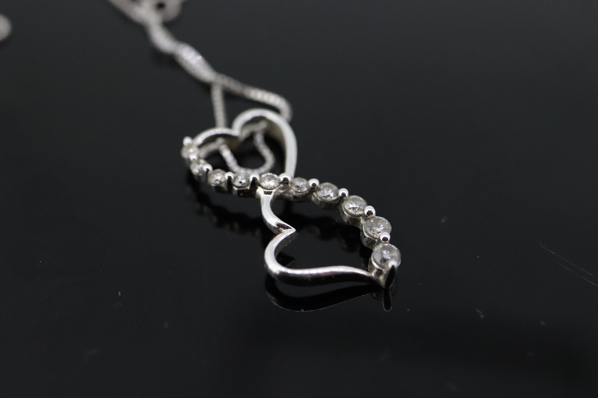 10k DIAMOND Journey Pendant open HEART Infinity Pendant necklace. 10k Infinity Heart Diamond Pendant. st(75)